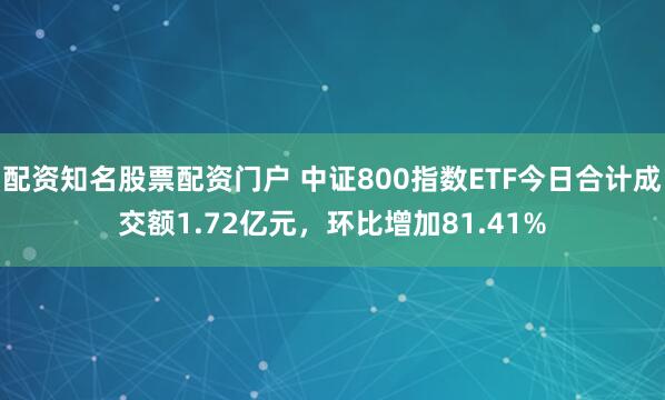 配资知名股票配资门户 中证800指数ETF今日合计成交额1.72亿元，环比增加81.41%